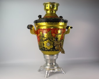 1990 Non Working Vintage Hand Painted Samovar — USSR 1990 — Decorative Tea Kettle Folk Art — Collectible Home Decor