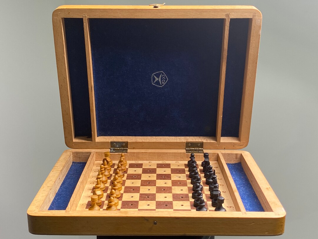 Vintage Traveling Chess Set, Soviet Chess Set, Old Chees, Antique Chess