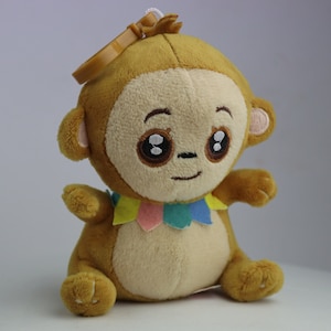 vintage soft hanging monkey. monkey keychain. backpack pendant. old soft toy. plush toy. funny monkey