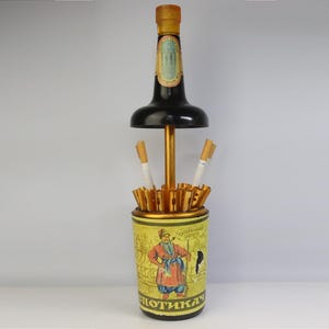 cigarette stand bottle Vintage Cigarettes Dispenser Whiskey Bottle Cigarette Holder at