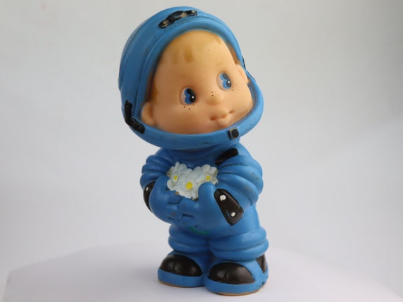 vintage rubber USSR cosmonaut toy, souvenir rocket gagarin, space, astronautics, space flight, spaceship, soviet memorabilia propaganda