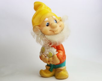 gnome de poupée en caoutchouc vintage, bouffon, poupée bébé, marionnette, poupée visage en caoutchouc, peluche vintage Russie, jouet URSS, jouet vintage, jouet de l'union soviétique