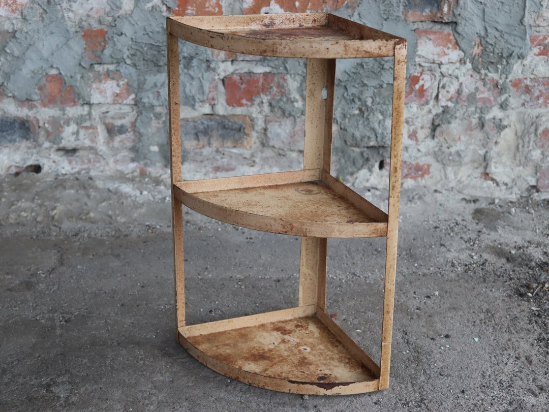 Vintage Metal Corner Shelf Soviet Wall Shelf 3 Tier Shelf Etsy