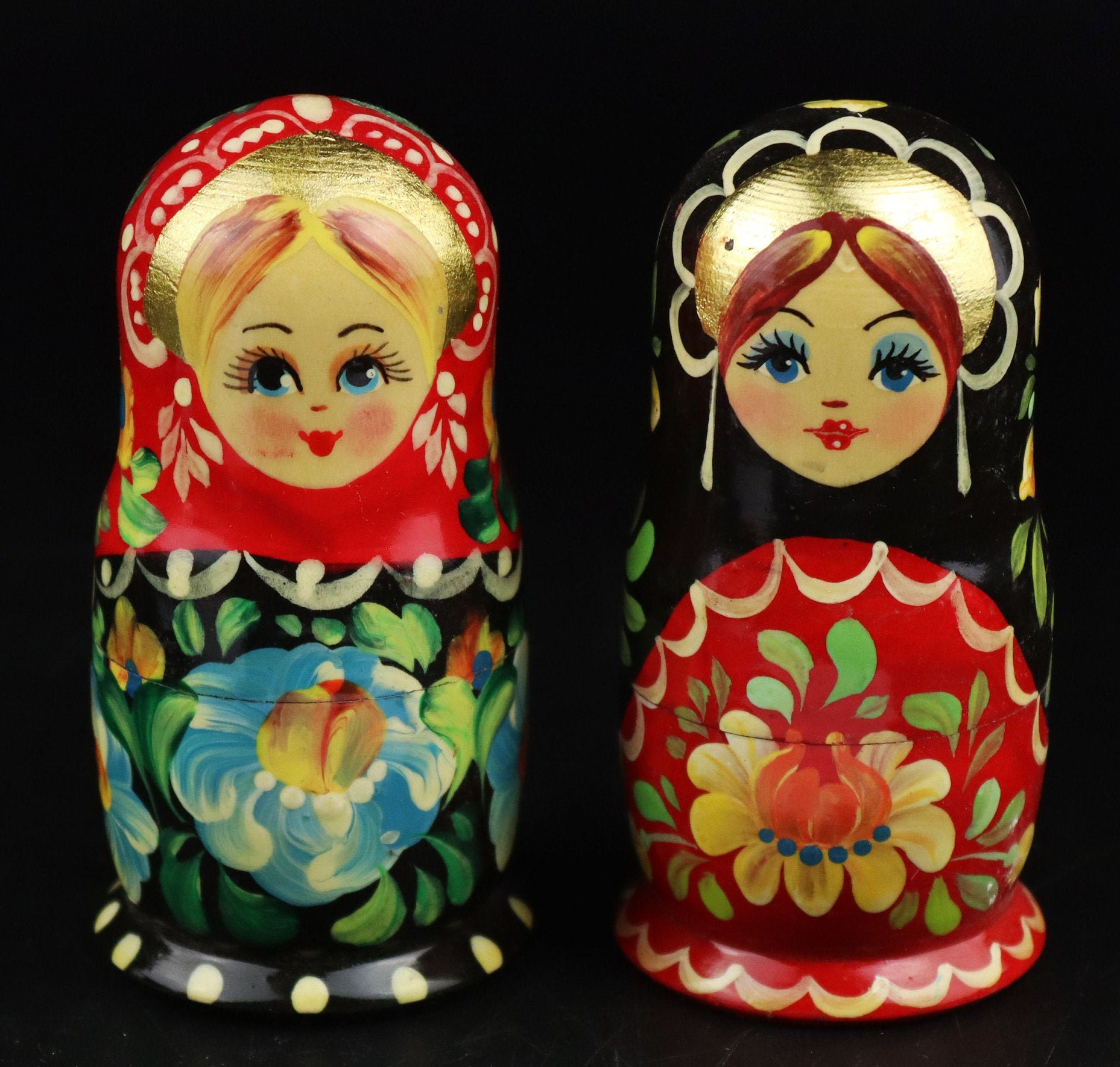 Two Sets of Ukrainian Nesting Dolls Hand Paint Matreshka Etsy