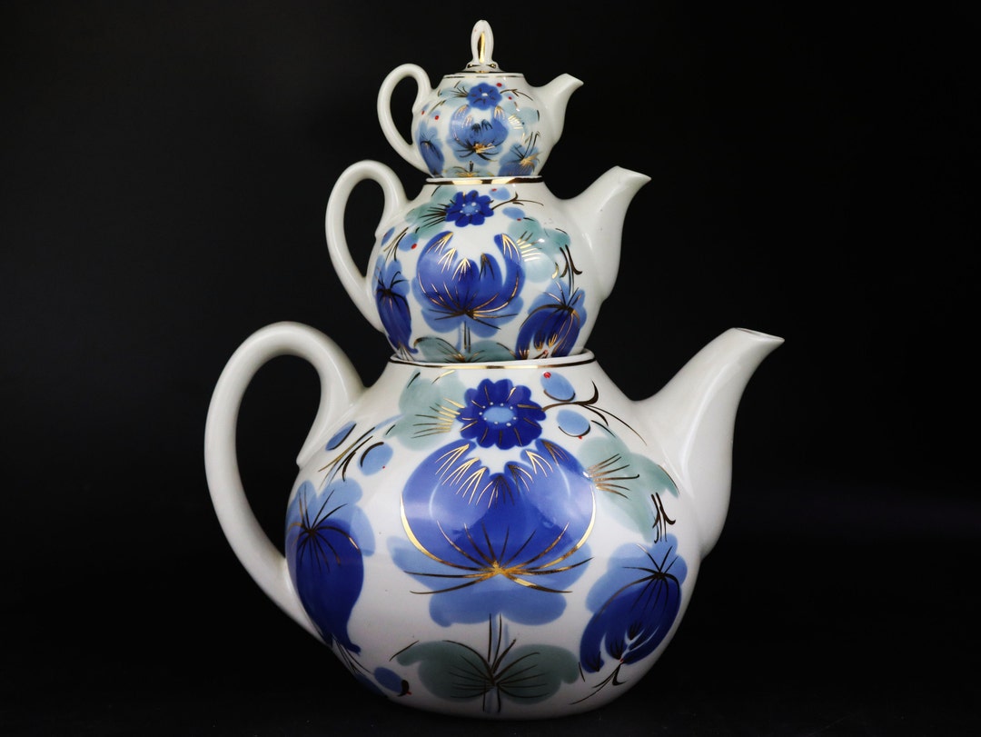Three Vintage Porcelain Teapots, Large Soviet Teapot, Russia Teapot