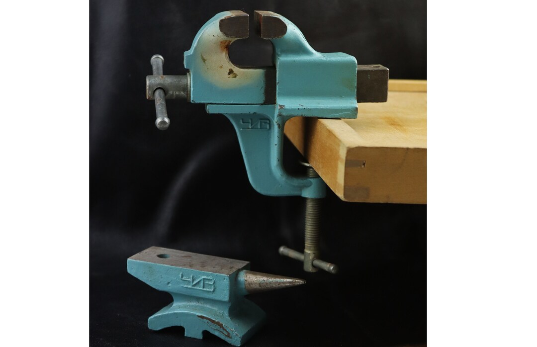 New Vintage Miniature Anvil and Vise, Soviet Anvil, Small Anvil ...
