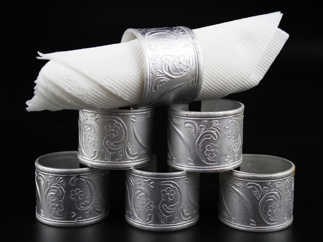 Table Setting Napkin Rings Six Vintage Metal Napkin Rings, Table Setting, Napkin Holder, Holiday ...