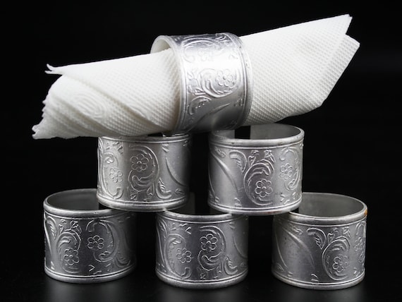 Vintage 6 ronds de serviette ''cygne'' international silver company métal argenté - Arts de la table