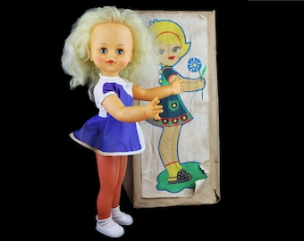 55cm new vintage doll, baby doll, puppet, girl toy, rubber face doll, ussr vintage plastic toy, USSR toy, russia vintage, rubber toy