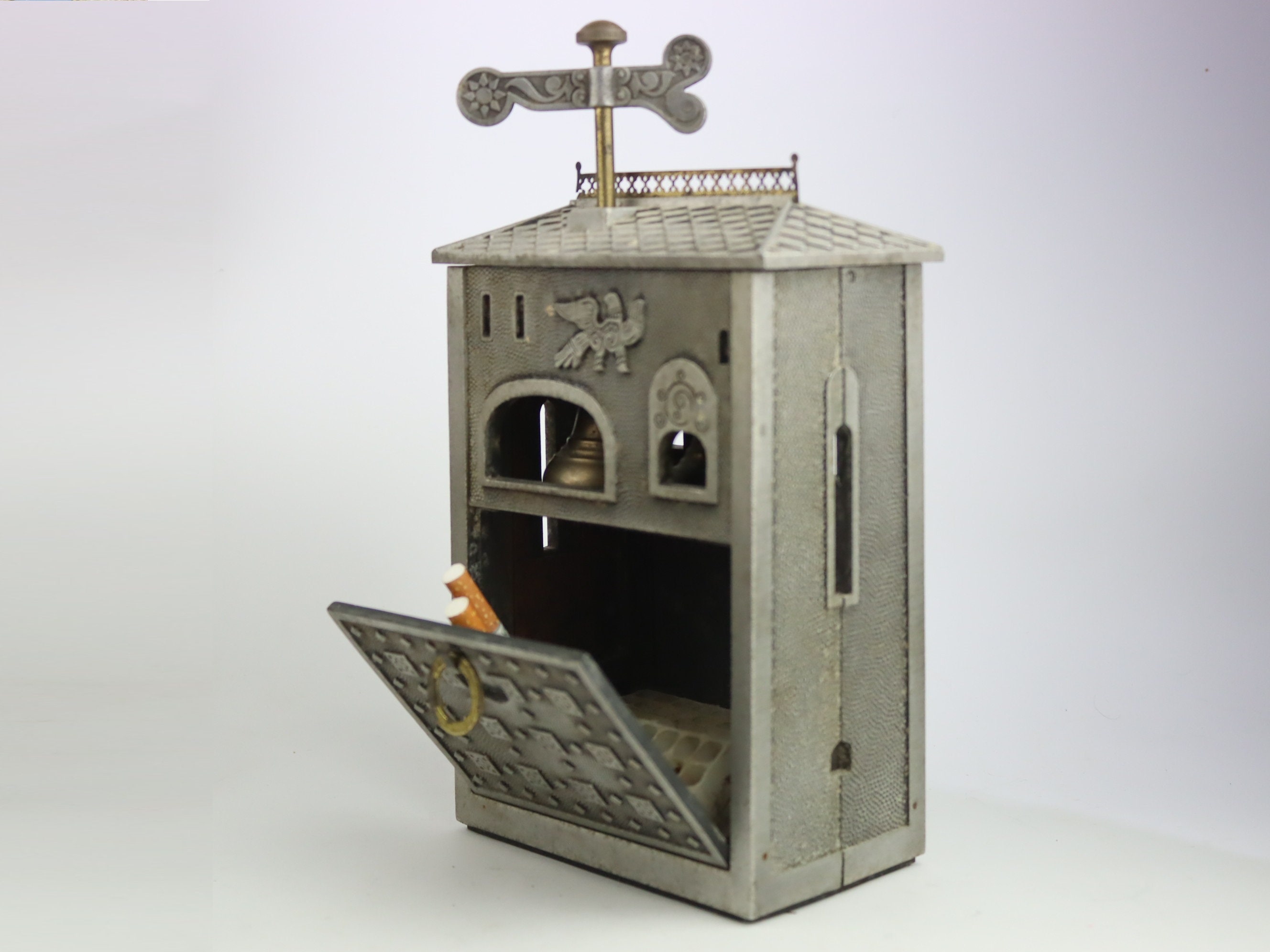 Vintage Cigarette Holder Castle With Weather Vane and Bells