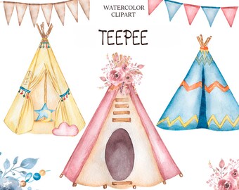 Teepee Boho Clipart | Etsy