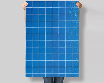 Blue tiles Photography Backdrop: Food, Product Flat Lay Surface lov5162