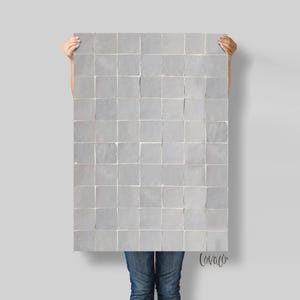Gray Zellige Tile Backdrop – Flat Lay Mat with Handcrafted Moroccan Look – Neutral Styling Surface for Product Photography Lov5047