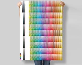 Pantone CMYK Coated Colour Chart photo backdrop, CMYK, RGB and Name on each color swatch, 2868 swatches Backdrop, Print Studio Reference