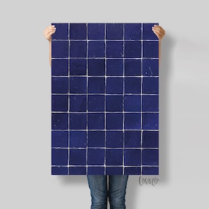 Dark Blue Tile Photography Backdrop: Flat Lay Food Styling