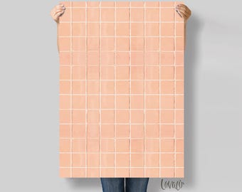 Peach tiles Photography Backdrop: Food, Product Flat Lay Surface lov5174