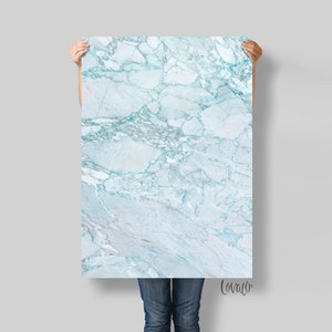 Light Blue Marble Photography Backdrop: Product Flat Lay, 28x40 inches