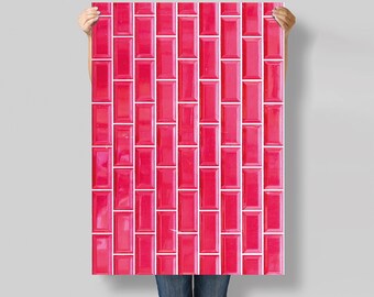 Red tiles Photography Backdrop: Food, Product Flat Lay Surface lov5160