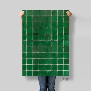 Green Tile Photography Backdrop: Food, Product, Flat Lay (28x40 in)