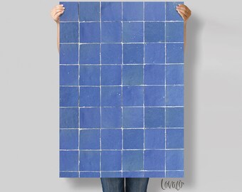 blue tiles Photography Backdrop: Food, Product Flat Lay Surface lov5175