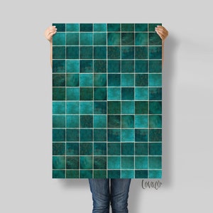 Photography Backdrop emerald green tiles for food, wedding, Product, Instagram, Flat lay & Food Photography - Lov3066