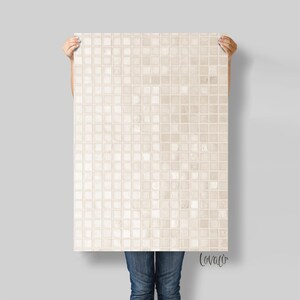 Beige Mosaic Tile Photography Backdrop: Glossy Flat Lay Styling Mat