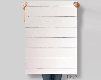 White Wood Plank Photography Backdrop: Shabby Chic Food Photo Prop