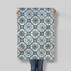 Antique Tile Photography Backdrop: Waterproof Vinyl Flat Lay Prop