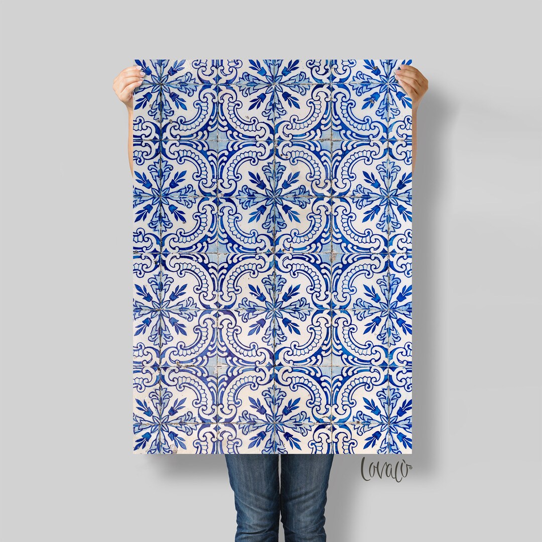Photography Backdrop Blue Mediterranean Tiles for Wedding, Product