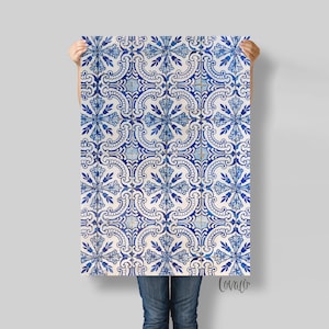 Photography Backdrop blue Mediterranean tiles for wedding, Product, Instagram, Flat lay & Food Photography - Lov3054