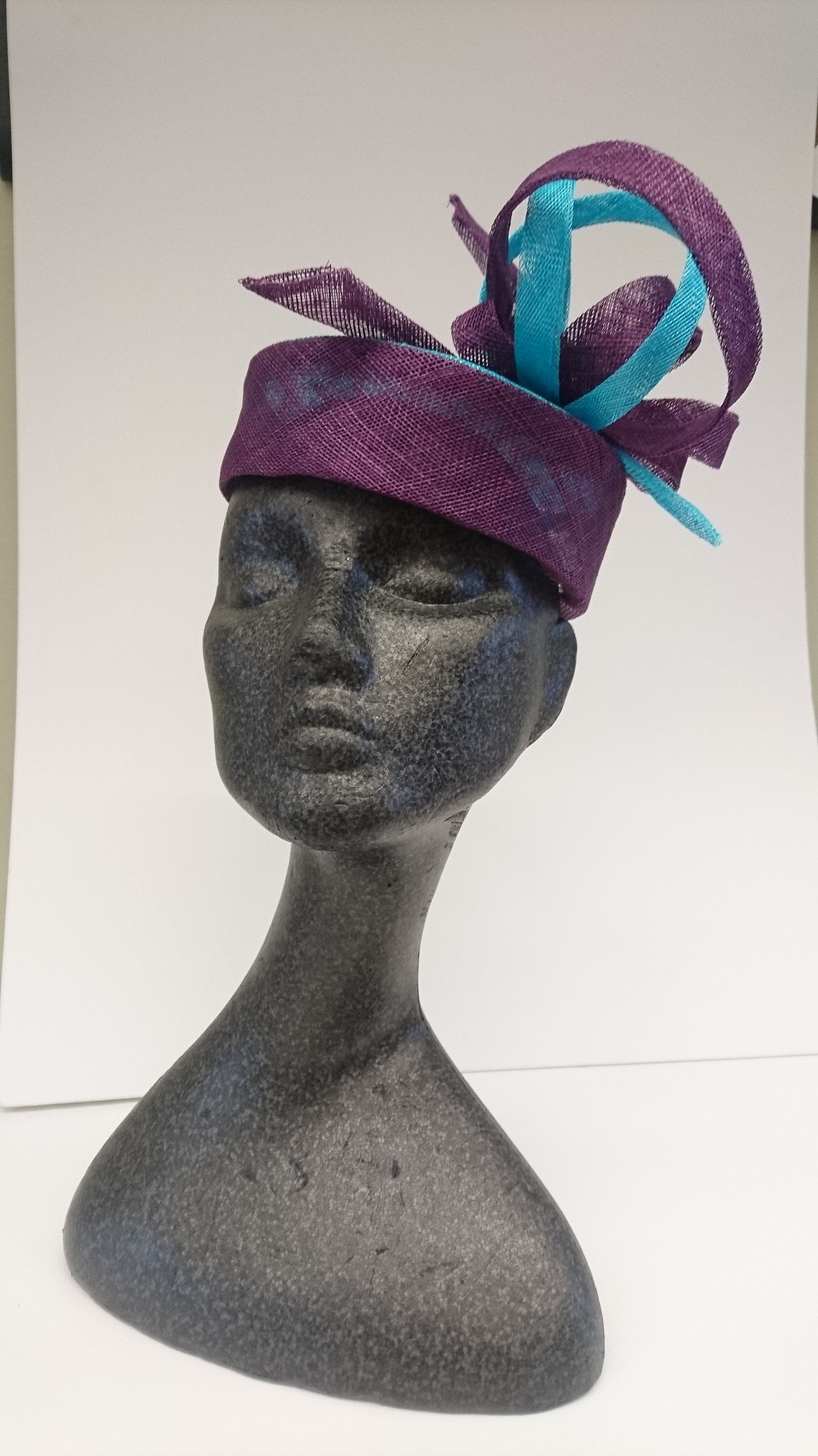 Purple and blue sinamay pillbox hat for any special occasion Etsy