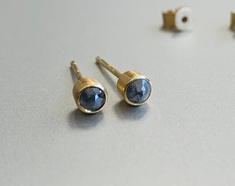 Gold Diamant Ohrstecker / Diamant Ohrstecker mit Rosenschliff / 14k Gold Ohrstecker / Farbe Diamant Ohrstecker / Einzelstück / handgefertigt / Alltagsohrstecker / Geschenk