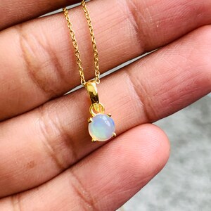 Opal pendant/ gold opal necklace/ dainty opal necklace/ round 5mm opal/ minimal necklace/ bridesmaid gift/ october birthstone pendant/ gift