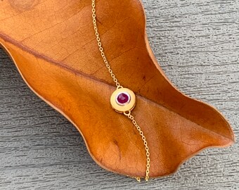Ruby bracelet/ july birthstone/ layering bracelet/ rose cut stone/ sterling silver bracelet/ chain bracelet/ everyday bracelet/ holiday gift