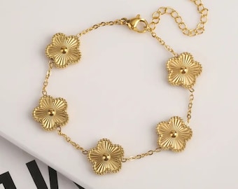 18k Gold Plated Both Sides  Flower Bracelet