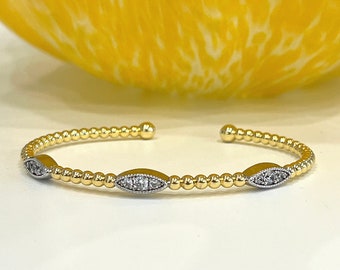 Bracelet manchette en perles ZC 2 tons