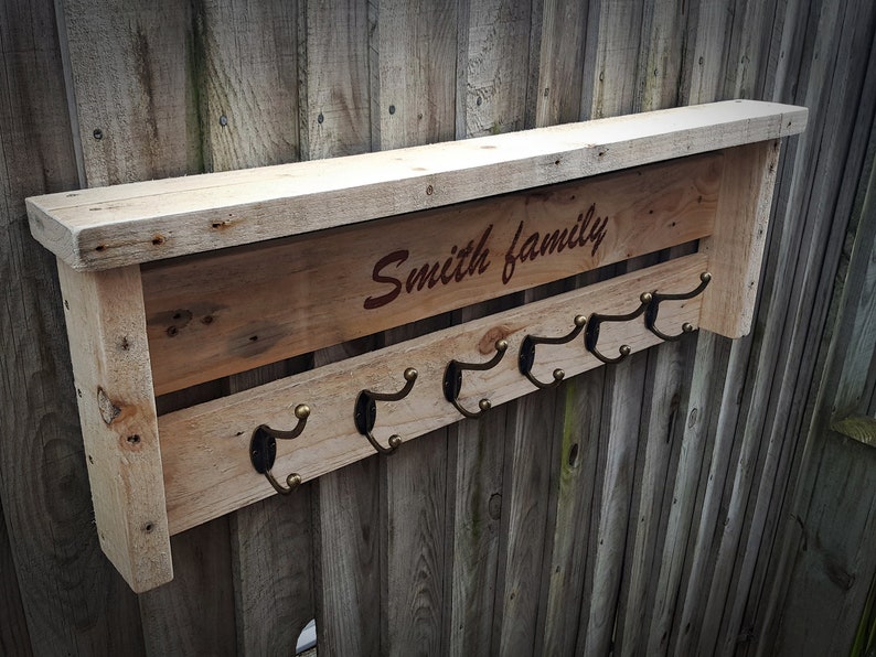Personalised Coat Rack With Shelf, Rustic Reclaimed Wooden Coat Rack