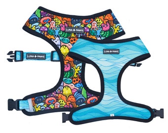Luna Paws Reversible Dog Harness: Under the Sea 2-in-1 Pet Harness