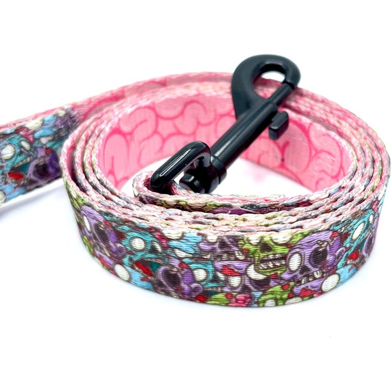 Dog Leash, Dual Sided Leash, Printed Leash, Pet Leash for Small Medium and Large Dogs, Puppy Leash (Zombie Apocalypse - Zombies, Brains)