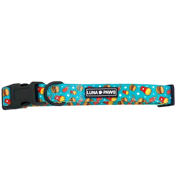 Dog Collar for Small Medium and Large Pets, Soft and Adjustable, Colorful Pet Collar, Puppy Collar (Fast Food Fun)