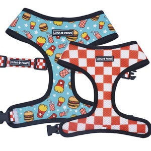 Fast Food Fun, Luna Paws Reversible Harness, 2-in-1 Harness, Dog Clothes, Puppy Clothes, Dog Harness, Pet Harness