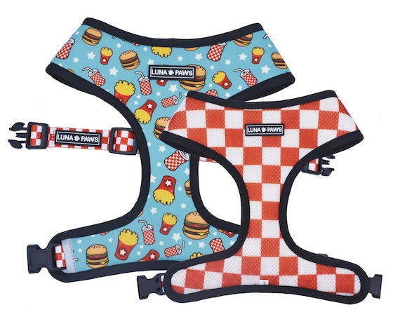 Fast Food Fun, Luna Paws Reversible Harness, 2-in-1 Harness, Dog Clothes, Puppy Clothes, Dog Harness, Pet Harness