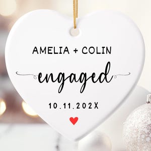 Engaged Ornament 2025 Custom Engagement Ornament with Names & Date Personalized Wedding Ornament Keepsake Newly Engaged Couple Xmas Ornament