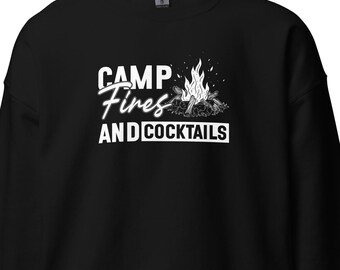 Campfires & Cocktails Fall Sweatshirt, Funny Camping Sister Trip Shirt, Outdoor Adventure Autumn Hiking Crewneck, Cozy Fall Apparel H2590