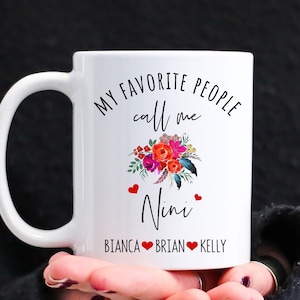 Personalized Nini Gifts, Nini Coffee Mug With Grandkid Names, Mother&#39;s Day For Nini Funny Nini Coffee Mug/Cup Nini Birthday Gift Custom Nini