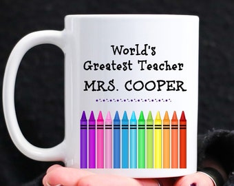 Personalized Teacher Mug, Worlds Greatest Teacher Gift Teacher Appreciation Gift Custom Teacher Mug Cup Christmas Gift For Teacher Thank You