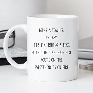 Being A Teacher Is Easy Mug,  Riding A Bike Mug,Teacher Gift, Personalized Teacher Mug, Gift For Teacher, Teacher Thank You