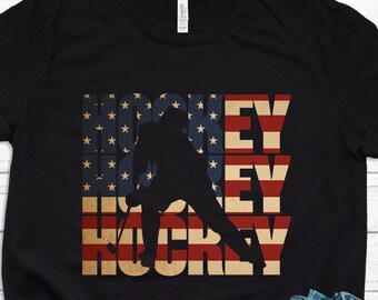 American Ice Hockey Shirt, Ice Hockey Gift, Ice Hockey Player Shirt, Ice Hockey Playing Gift, Hockey Gift, Ice Hockey USA Flag Shirt T1466