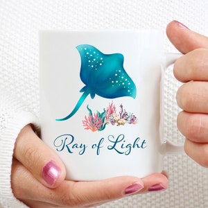Stingray Coffee Mug, Stingray Gift, Stingray Mug, Ray Of Light, Oceanlife Ocean Lover Mug, Ocean Themed Decor Mug Watercolor Ocean