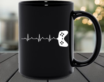 Gamer Heartbeat Gift Mug Cup, Gifts For Gamer, Gamer Gifts For Him, Gifts For Gamer Boyfriend, Gifts For Husband, Video Game Gift Mug